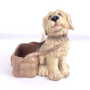 Dog Figurine Coin & Jewelry Basket Battery Operated Bark Sound 6"x5"x3"